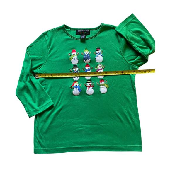 Snowman 3/4 Shirt Hampshire Studio SNOW Holiday Shirt Size Petite Medium - Picture 3 of 6